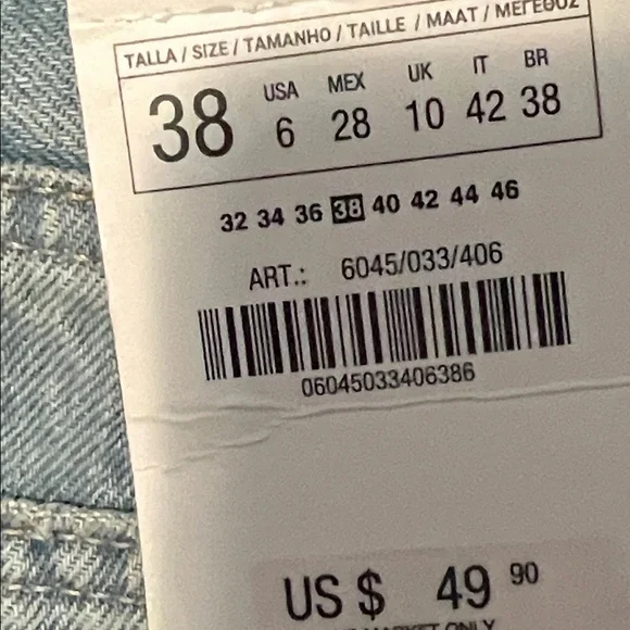 Zara BNWT wide leg jeans, Sz 38 - Picture 6 of 8